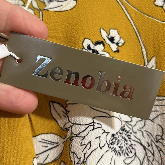 ZENOBIA NWT Mustard Yellow Short Sleeve Floral Blouse Shirts Elastic Waist 1X - Picture 5 of 7